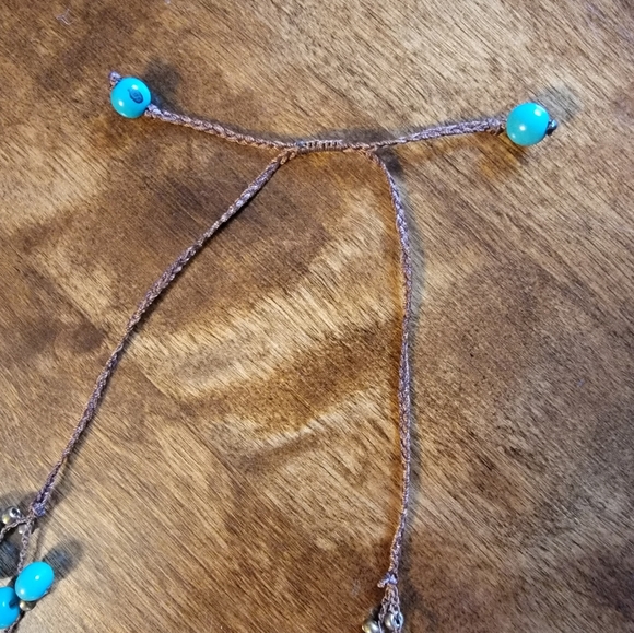 ♡VTG Crocheted Necklace▪︎Turquiose Brass▪︎ - Picture 3 of 8